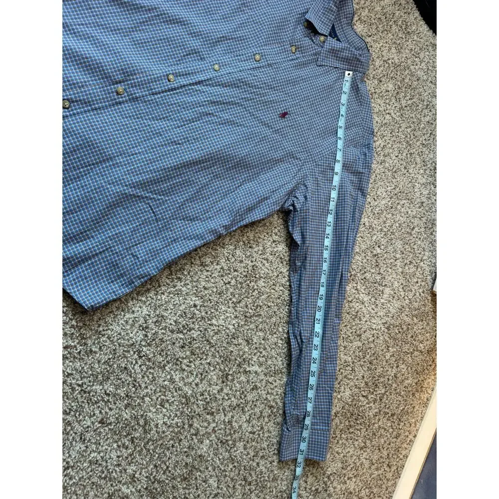 Polo Ralph Lauren Button Up Shirt Mens Large L Blue Plaid Check Cotton Pony